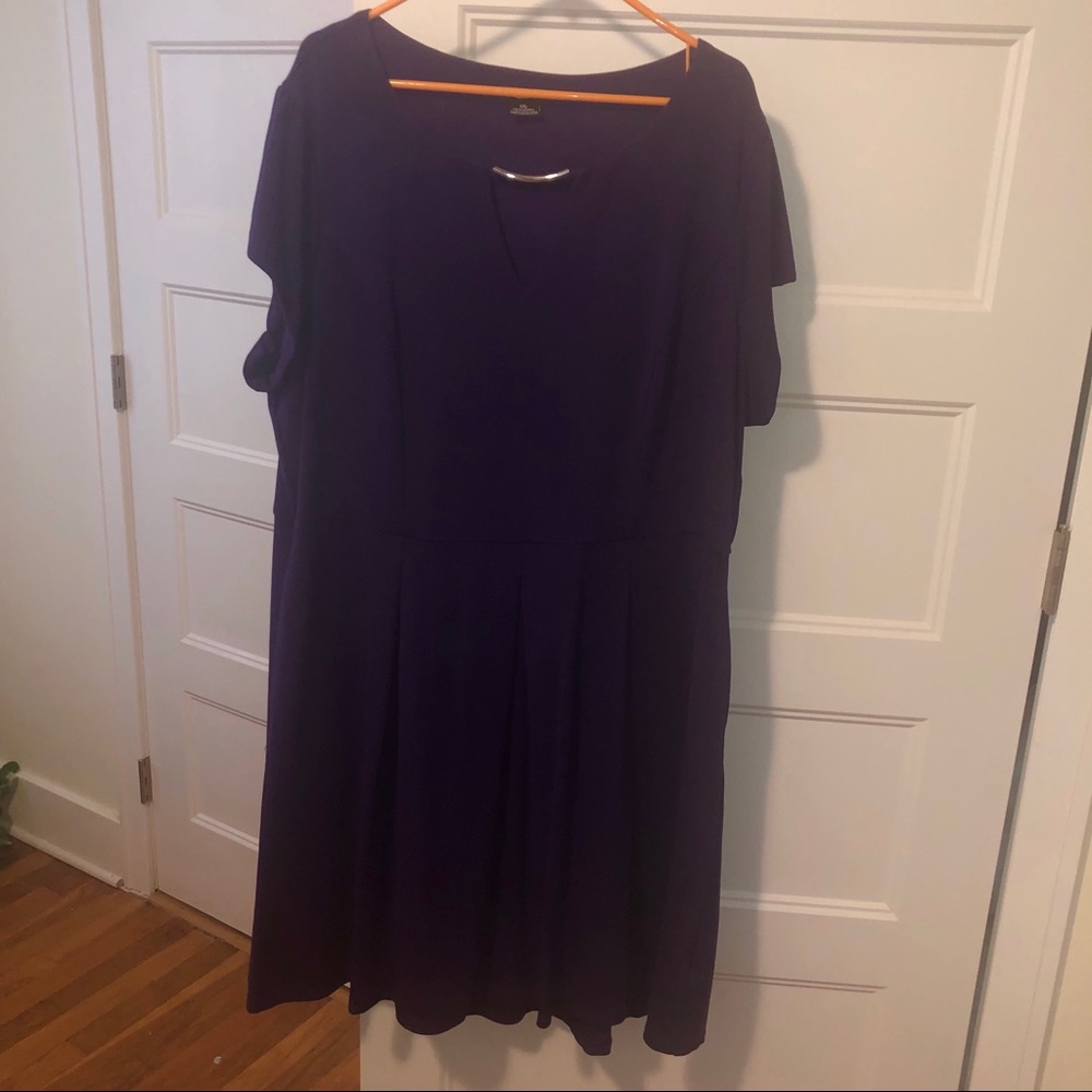 Purple stretch dress with metal accent